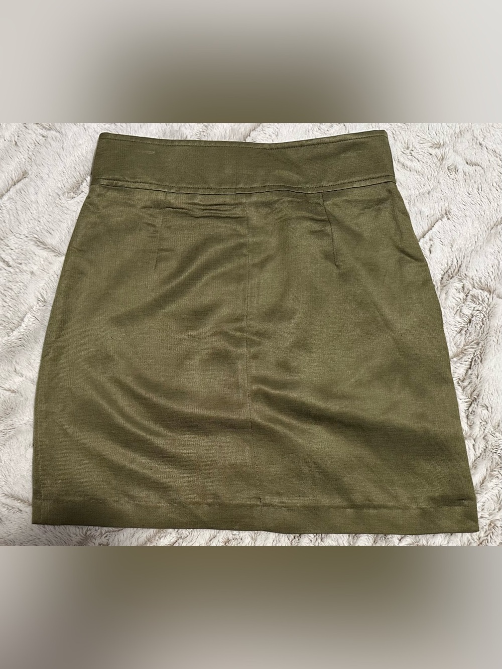 Sandro Paris Olive Green Mini Skirt with Front Rose Gold Zipper Size Small - Picture 10 of 14
